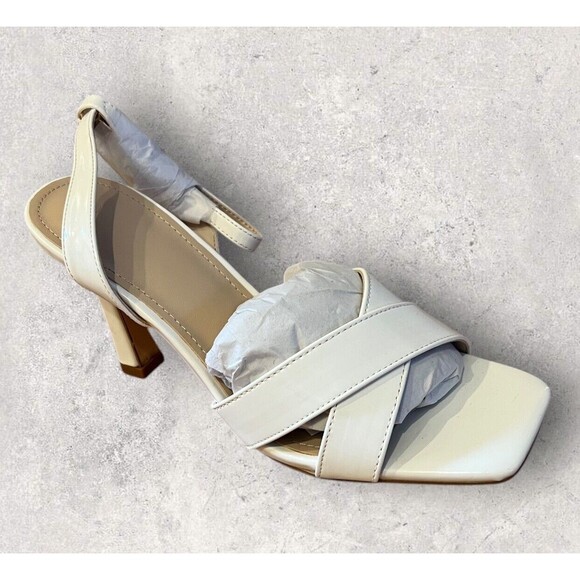 Ownmeen Womens Square Toe Heeled Sandal Slingback Stiletto Size 6.5 NEW - Picture 1 of 5